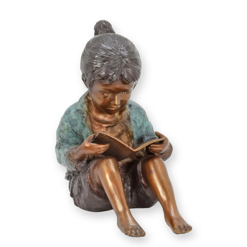 Bronzeskulptur Bronzefigur Mädchen liest ein Buch