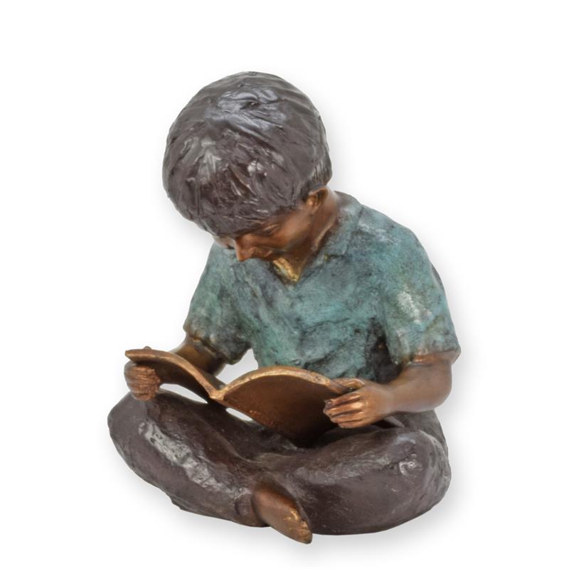 Bronzeskulptur Bronzefigur Junge liest ein Buch
