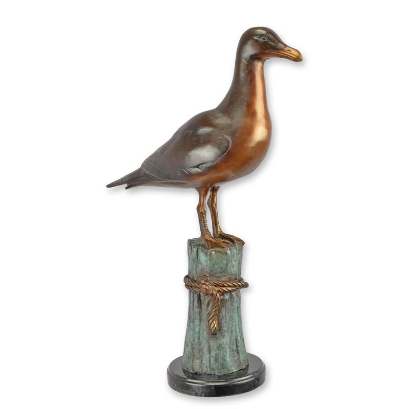 Bronzeskulptur Bronzefigur Möwe auf Poller
