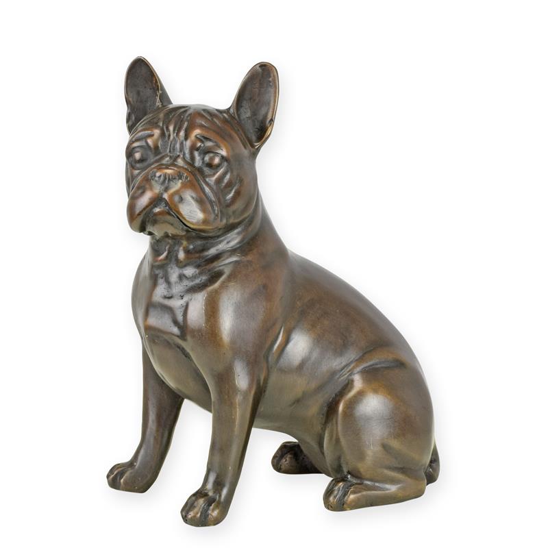 Bronzeskulptur Bronzefigur Sitzende Französische Bulldogge
