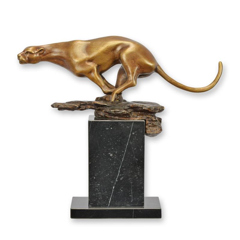 [LA-1817630] Bronzeskulptur Bronzefigur Laufender Jaguar