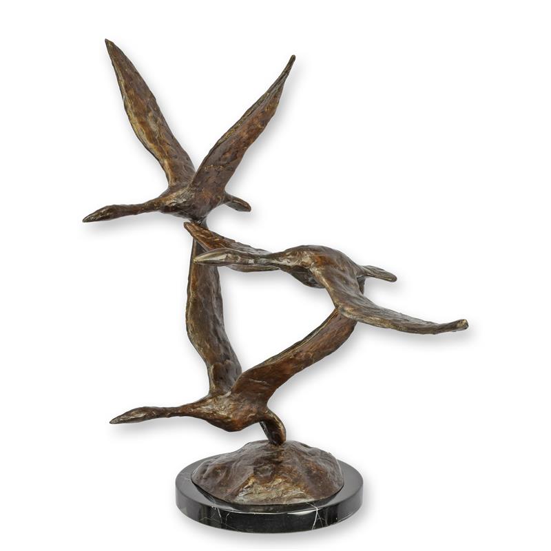 [LA-1817642] Bronzeskulptur Bronzefigur Gänse im Flug