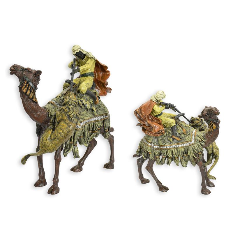 [LA-1817685] Bronzeskulptur Bronzefigur Arabischer Jäger auf Kamel