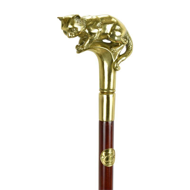 [LA-1817698] Gehstock Bronze Griff Katze Kätzchen kauernd liegend