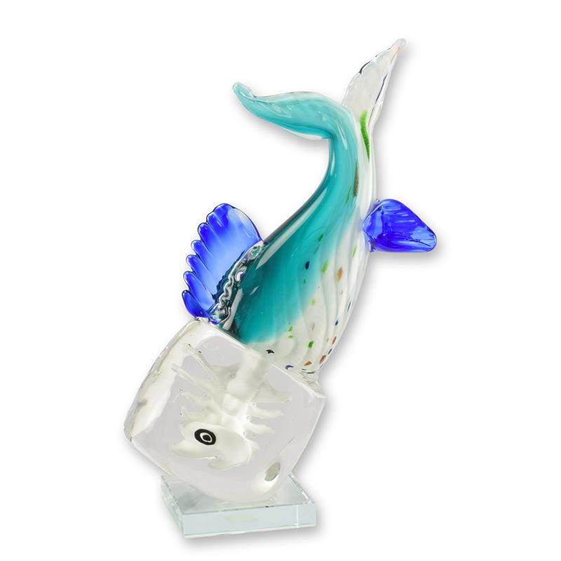 [LA-1817838] Figur Glas Murano-Stil Fisch im Eiswürfel