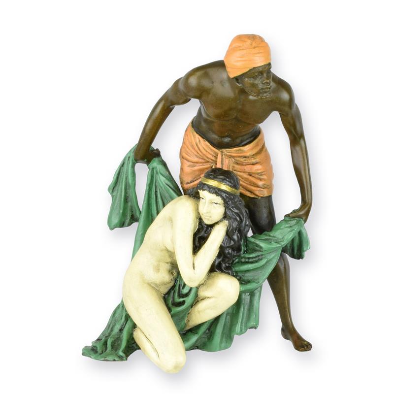 [LA-1817849] Bronzeskulptur Bronzefigur Mann schützt eine Frau