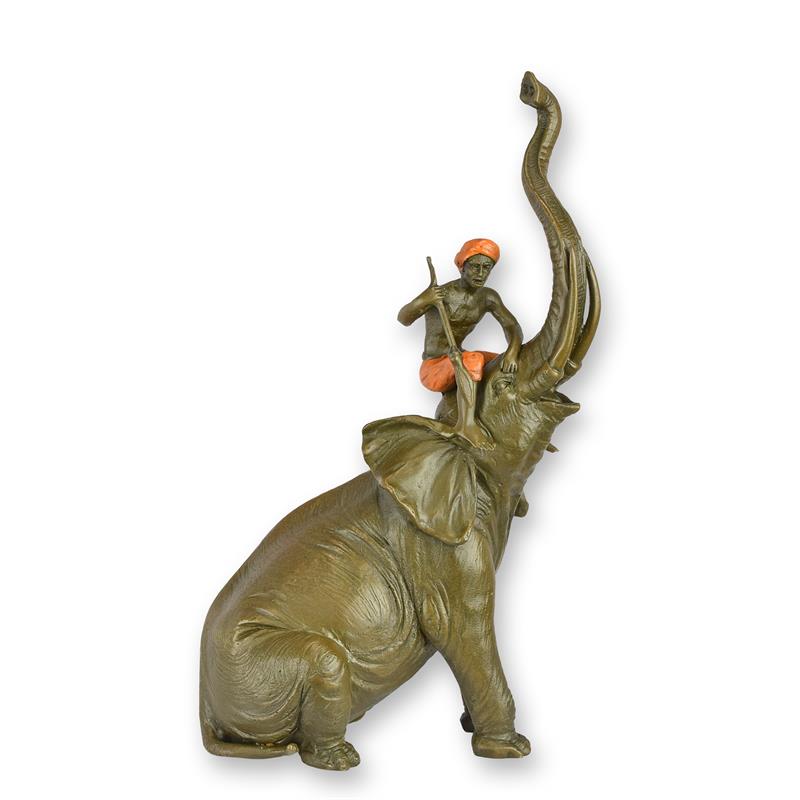 [LA-1817854] Bronzeskulptur Bronzefigur Elefant mit Reiter