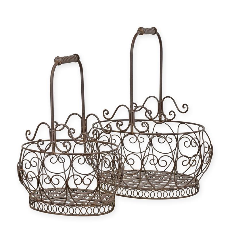 [LA-1818027] Drahtkorb Eisen Oval 2er Set