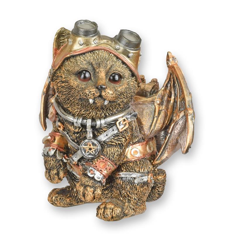 [LA-1818033] Figur Harz Steampunk Katze mit Flügeln