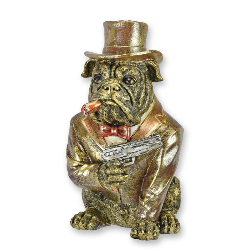 [LA-1818117] Skulptur Resin Bulldogge Mobster