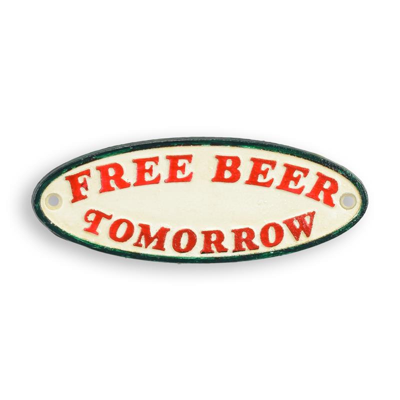 [LA-1818123] Wandschild Wandplakette Gusseisen Free Beer Tomorrow