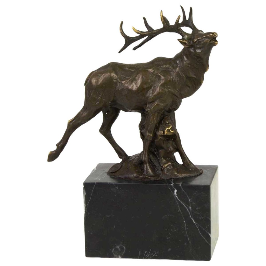 [LA-39228] Bronzeskulptur Bronzefigur Rothirsch