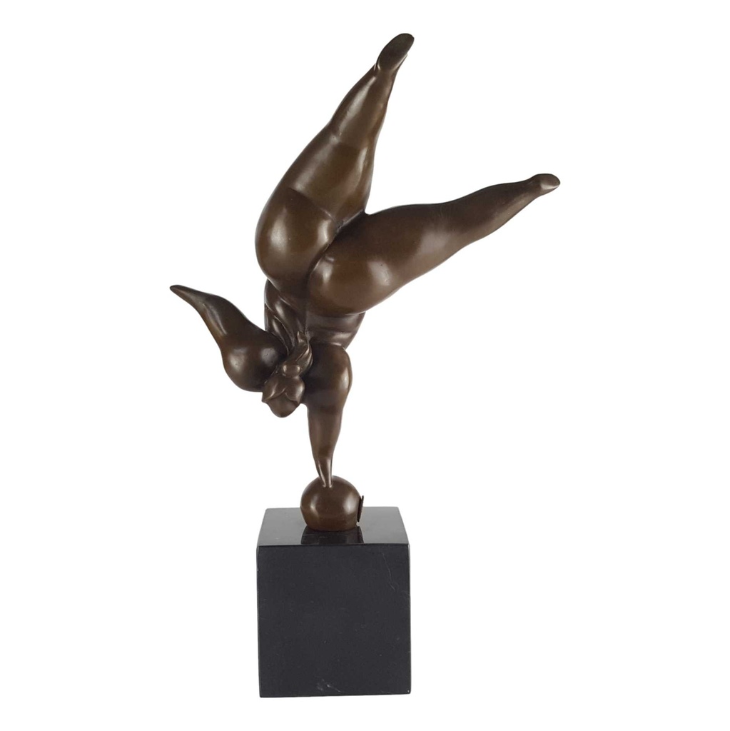 [LA-39250] Bronzeskulptur Bronzefigur Balancierende Frau Abstrakt-Stil