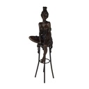 Bronzeskulptur Bronzefigur Frau auf Barstuhl Barhocker