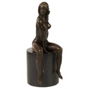 Bronzeskulptur Bronzefigur Erotik Frau Sitzend Hockt