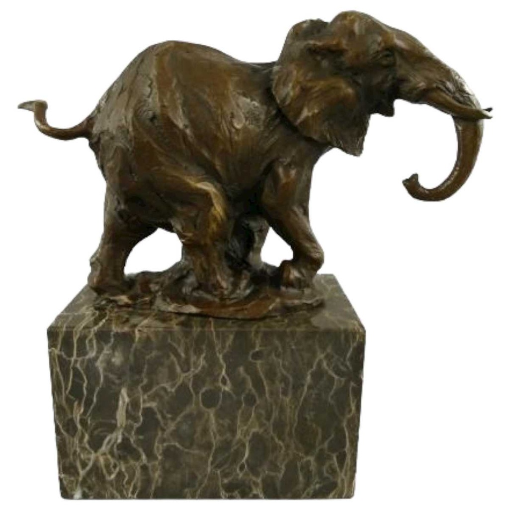 [LA-39260] Bronzeskulptur Bronzefigur Laufender Wandelnder Elefant