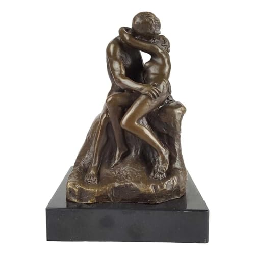 [LA-39274] Bronzeskulptur Bronzefigur Liebe Kuss Küssendes Pärchen Nackte Frau Mann