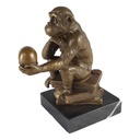 Bronzeskulptur Bronzefigur Darwin Affe Philosoph Hält Schädel