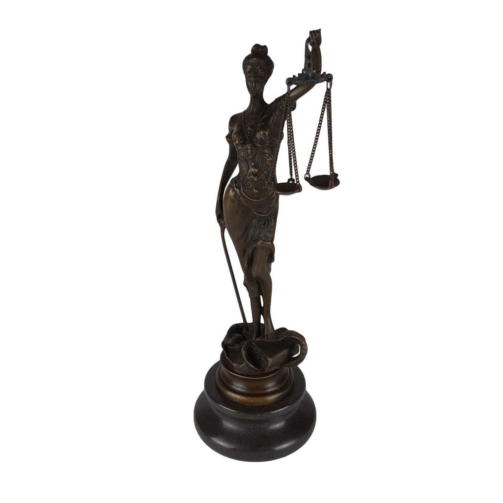 [LA-39287] Bronzeskulptur Bronzefigur Justitia Richterin Recht Anwalt Schwert Waage