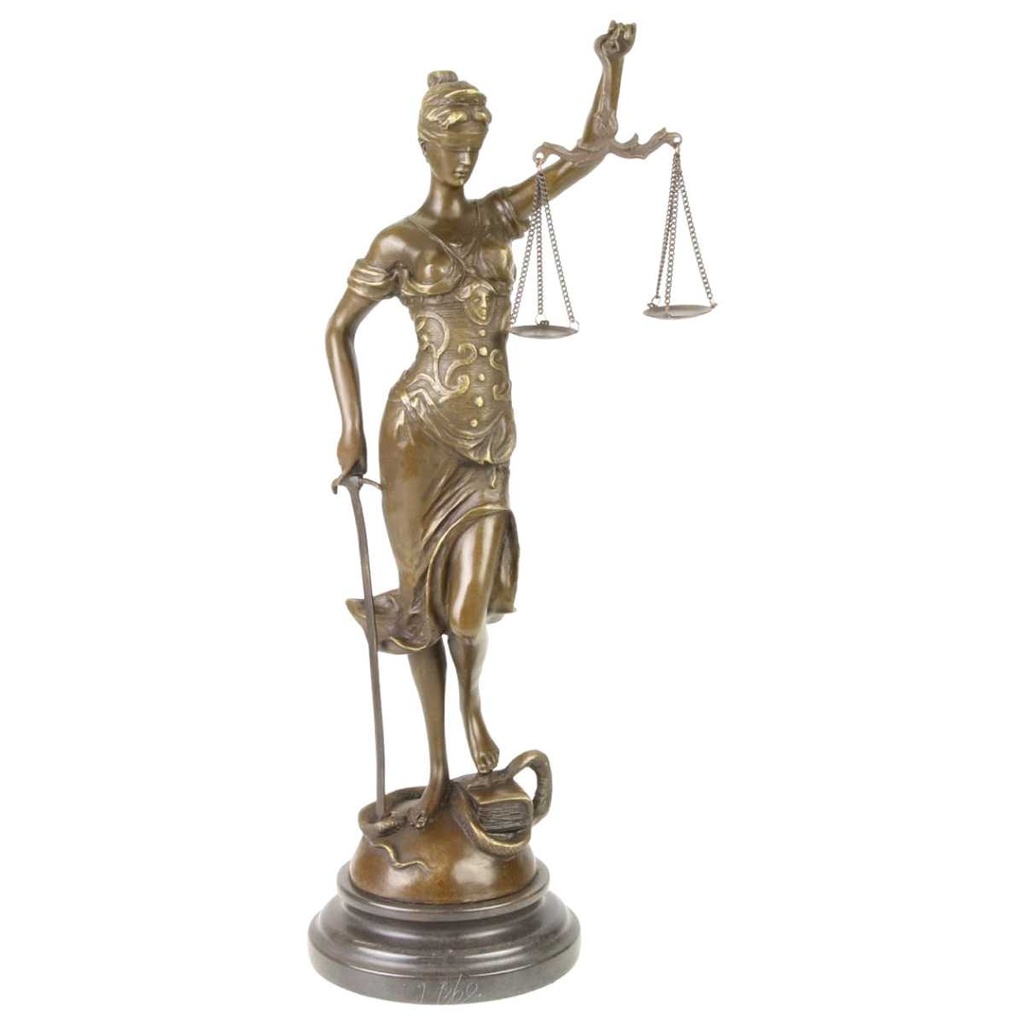 [LA-39288] Bronzeskulptur Bronzefigur Justitia Richterin Recht Anwalt Schwert Waage #39288