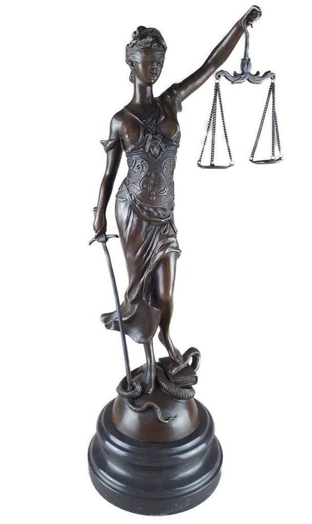 [LA-39289] Bronzeskulptur Bronzefigur Justitia Richterin Recht Anwalt Schwert Waage