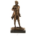 Bronzeskulptur Bronzefigur Stehender Mann mit Feder in Arm Mozart