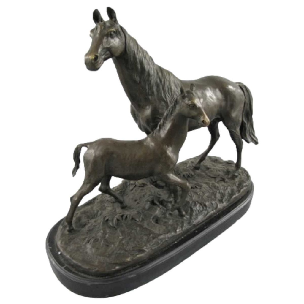 [LA-39301] Bronzeskulptur Bronzefigur Pferd mit Fohlen