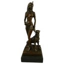 Bronzeskulptur Bronzefigur Cleopatra mit Panter