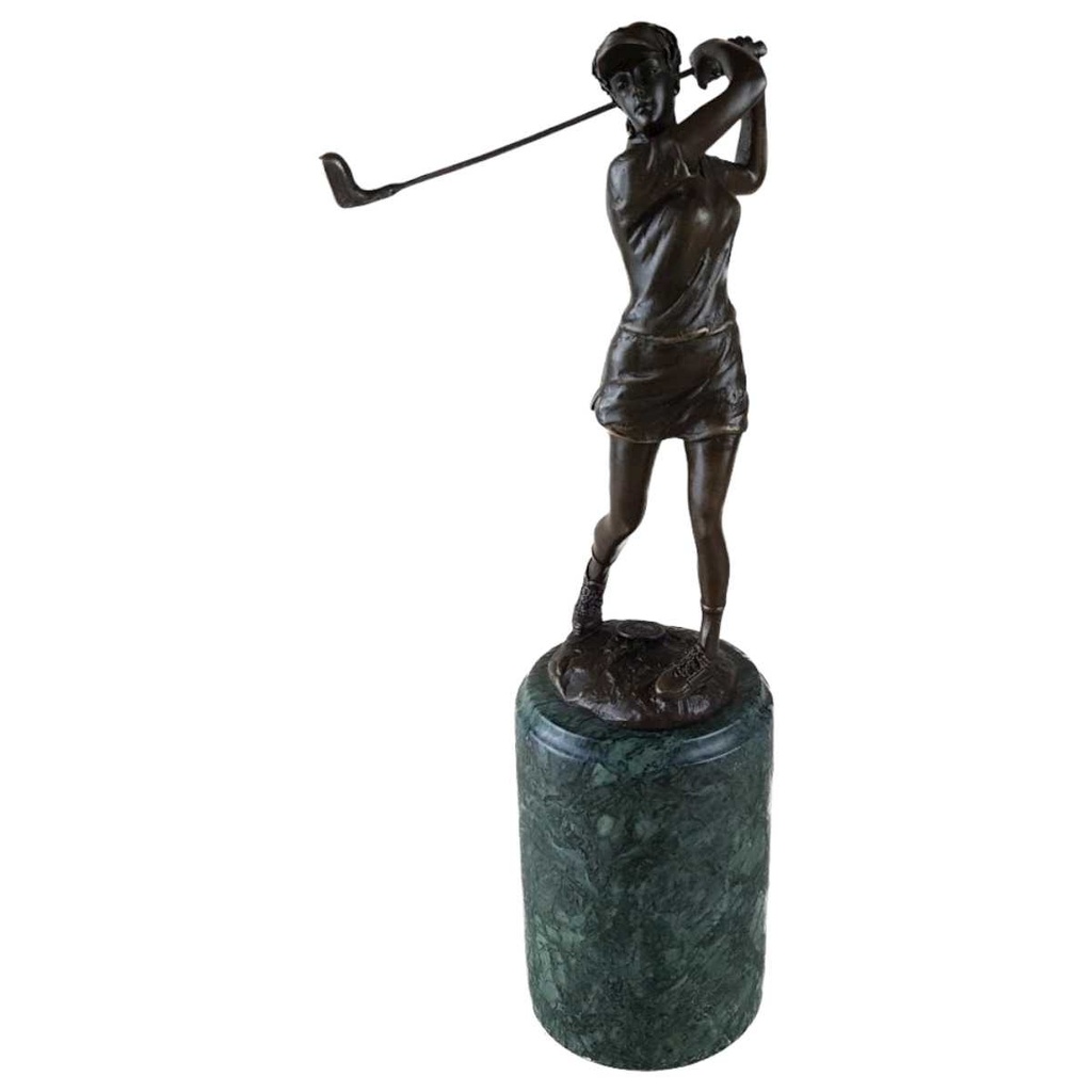 [LA-39333] Bronzeskulptur Bronzefigur Sport Frau Golfspielerin Klassisch-Stil