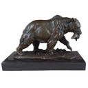 Bronzeskulptur Bronzefigur Grizzlybär Bär mit Fisch Im Maul