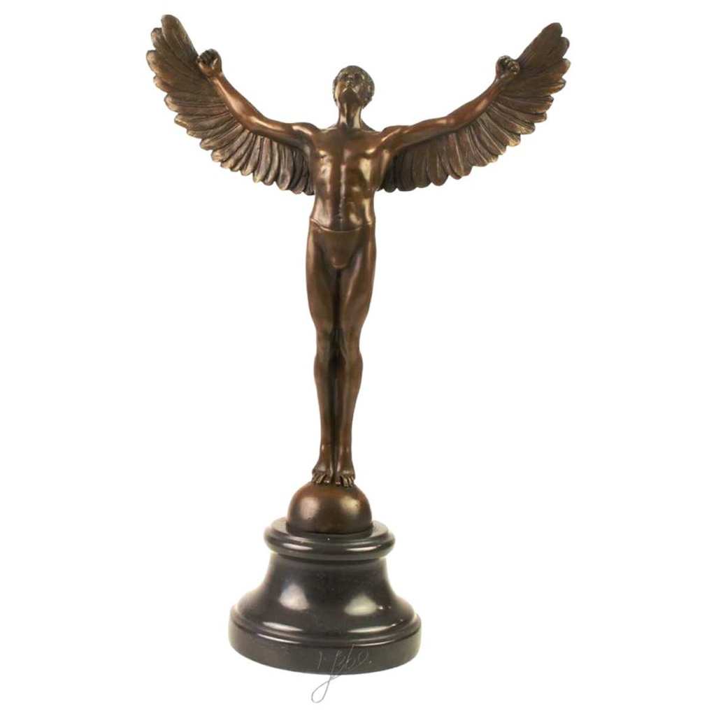 [LA-39346] Bronzeskulptur Bronzefigur Griechische Mythologie Ikarus Ikaros Angel