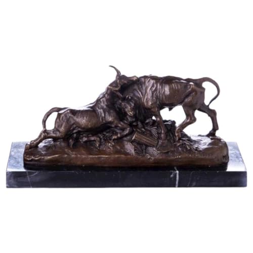 [LA-39354] Bronzeskulptur Bronzefigur Zoo Kämpfende Stiere