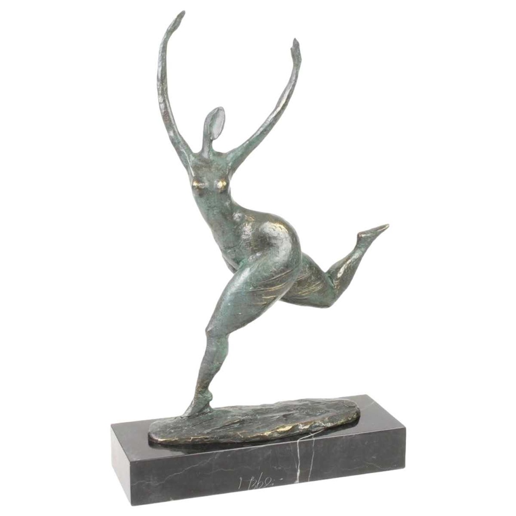 [LA-39368] Bronzeskulptur Bronzefigur Frau Abstrakt-Stil