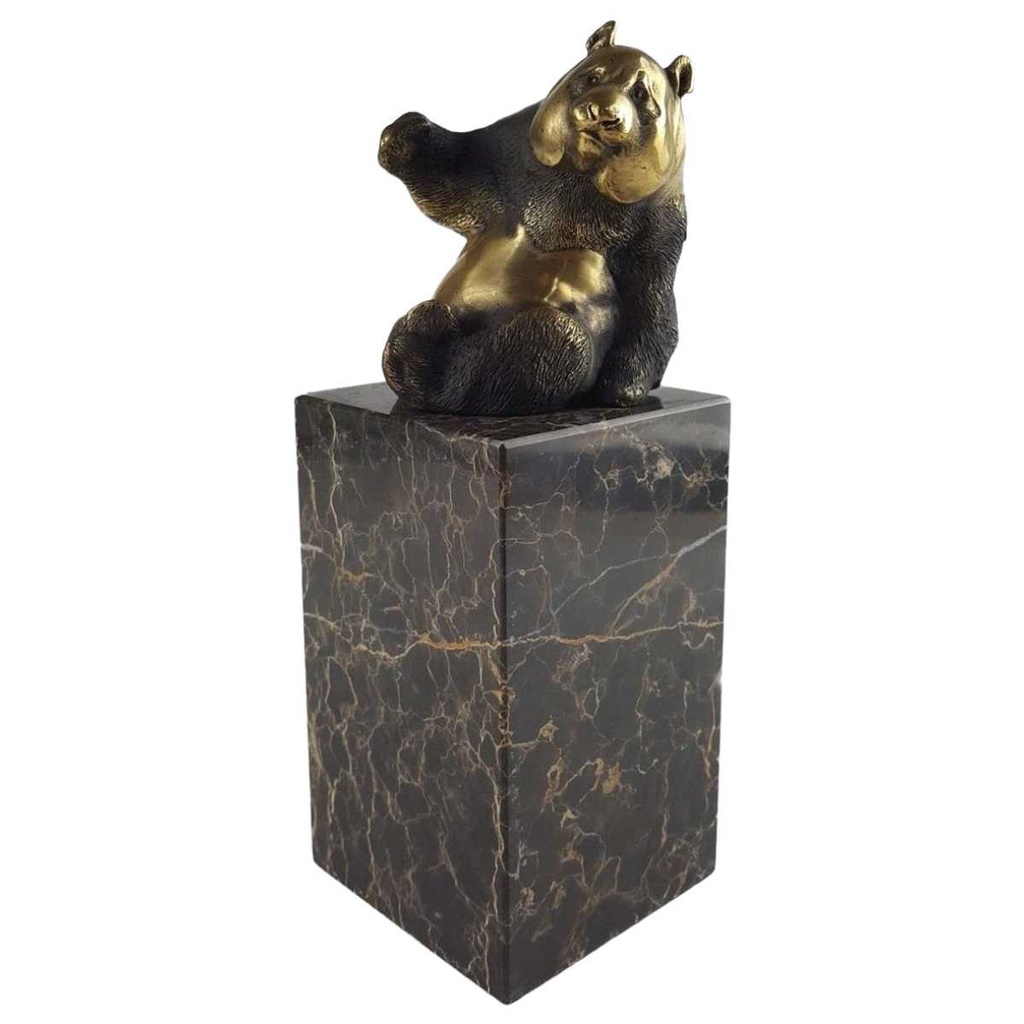 [LA-39373] Bronzeskulptur Bronzefigur Sitzender Bär Pandabär