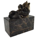 Bronzeskulptur Bronzefigur Liegend Essender Panda Bär
