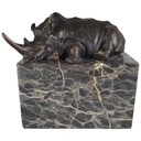 Bronzeskulptur Bronzefigur Liegendes Nashorn