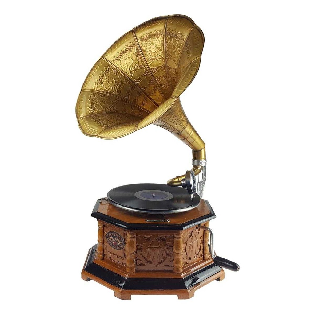 [LA-39585] Grammophon Holz Oktagon geschnitzt