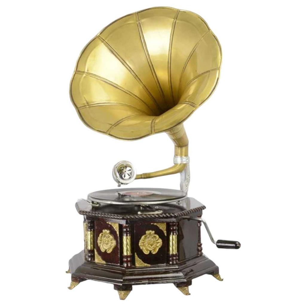 [LA-39586] Grammophon Messing achteckig