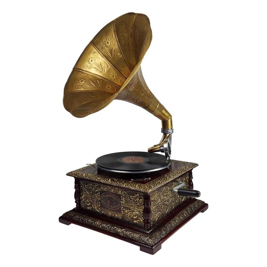 [LA-39587] Grammophon eckig Messing-Montur
