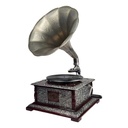 Grammophon eckig Messing-Montur
