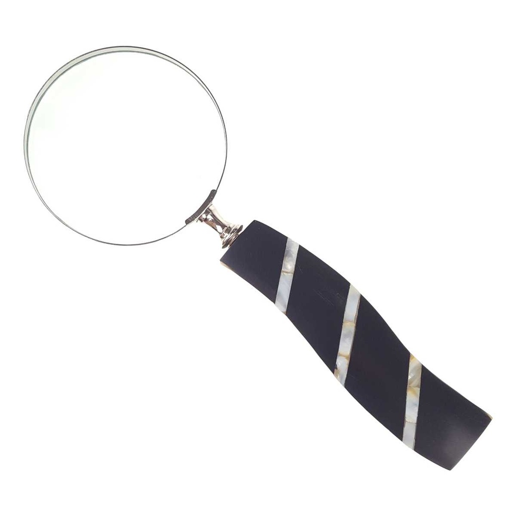 [LA-39798] Leselupe Handlupe Vergrößerungsglas Glas vernickelt Schwarz