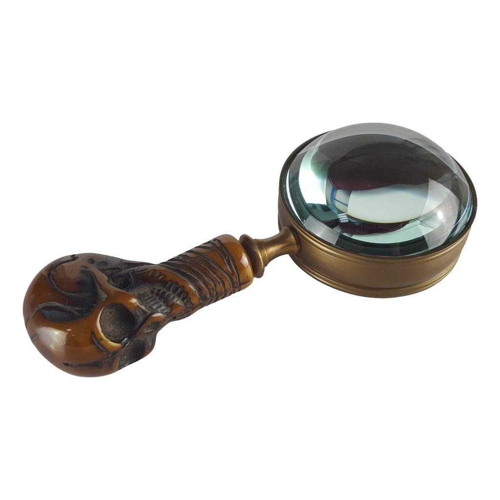[LA-39806] Leselupe Handlupe Vergrößerungsglas Messing brüniert Braun