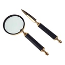 Brieföffner und Lupe Messing/Leder Set L 26 cm