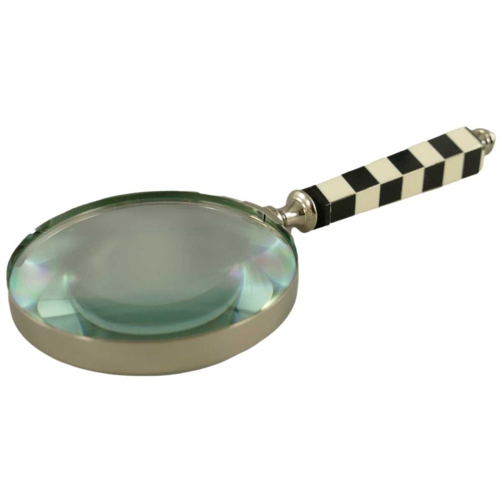 [LA-39831] Leselupe Handlupe Vergrößerungsglas Glas vernickelt Schwarz-weiß