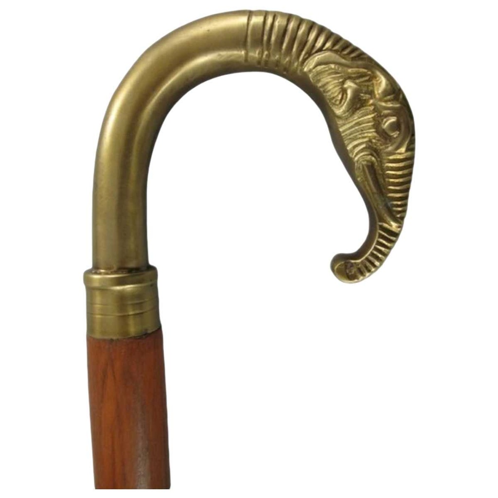 [LA-40016] Gehstock Wanderstock Spazierstock Flanierstock Holz brüniert Elefant