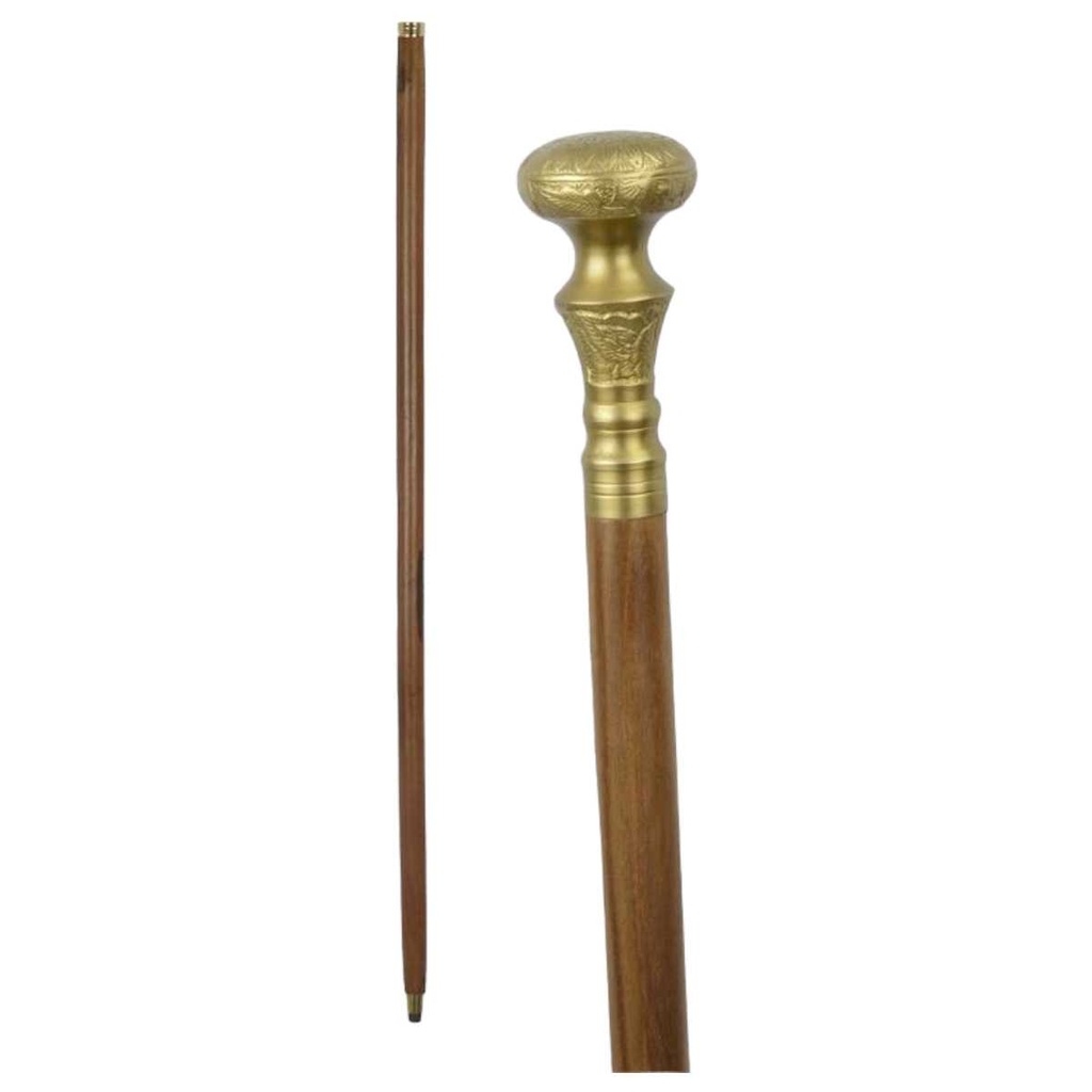 [LA-40024] Gehstock Wanderstock Spazierstock Flanierstock Messing Holz brüniert #40024