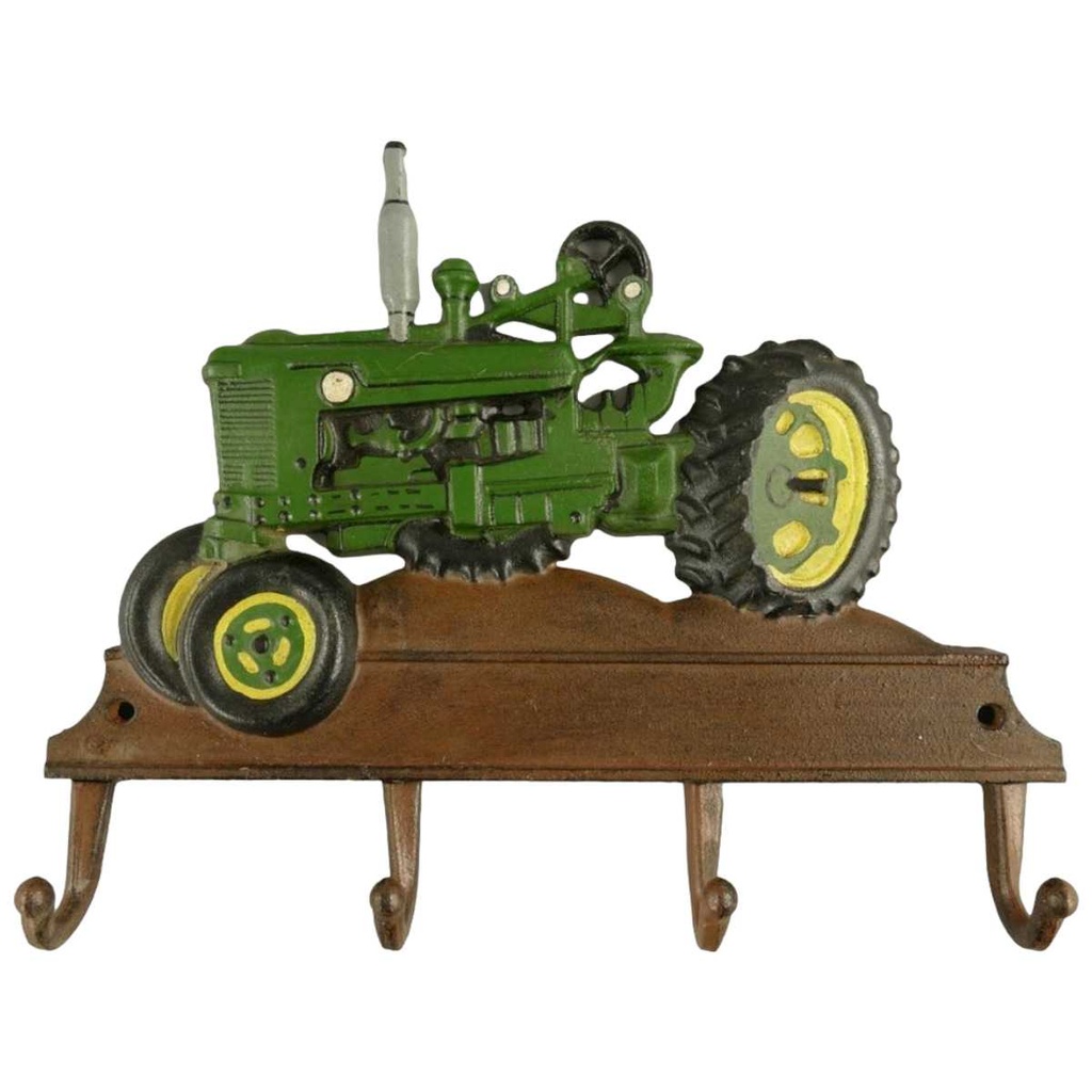 [LA-40548] Garderobenhaken Kleiderhaken Wandhaken Traktor grün L 35x28 cm Gusseisen