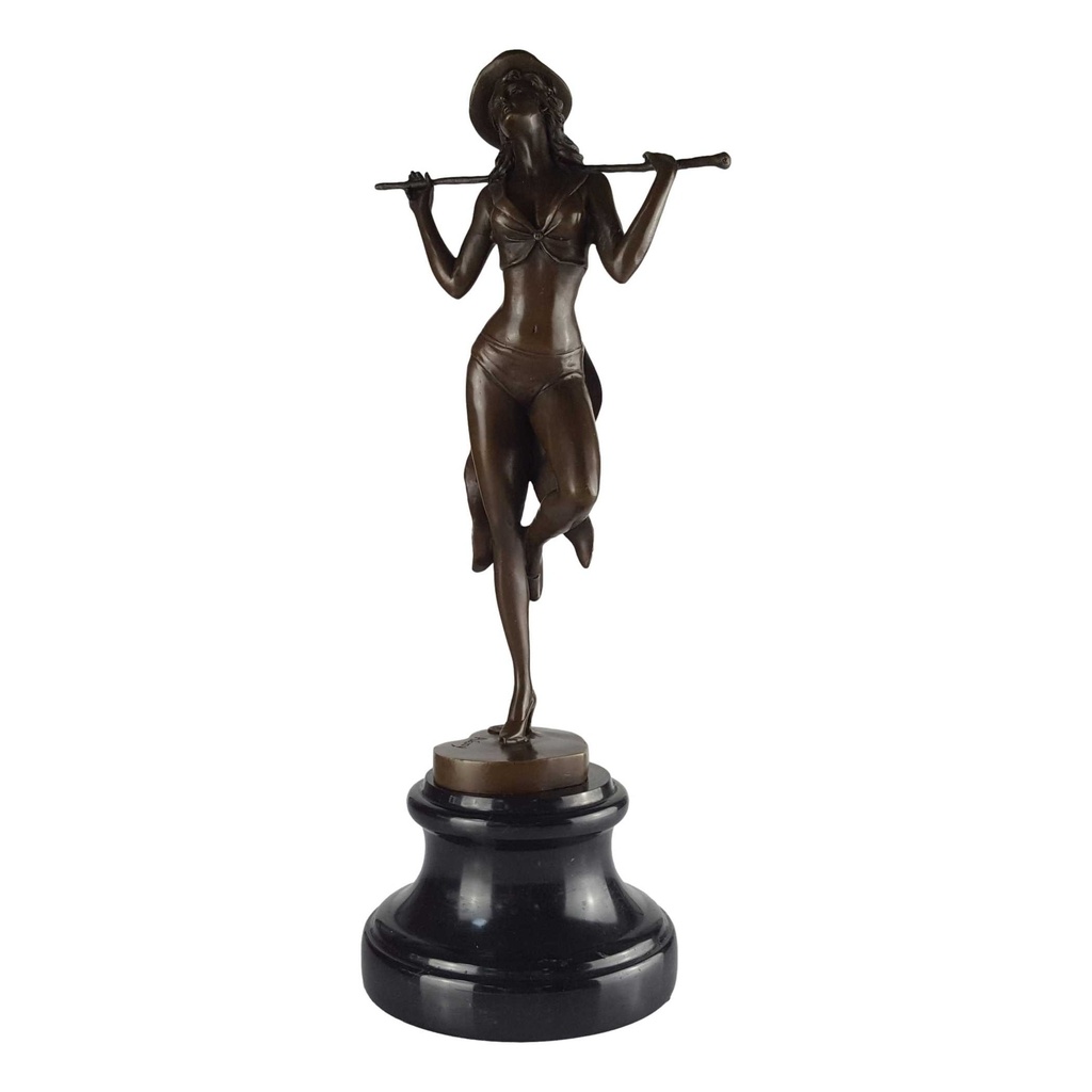 [LA-43284] Bronzeskulptur Bronzefigur Revuetänzerin Art-Deco-Stil