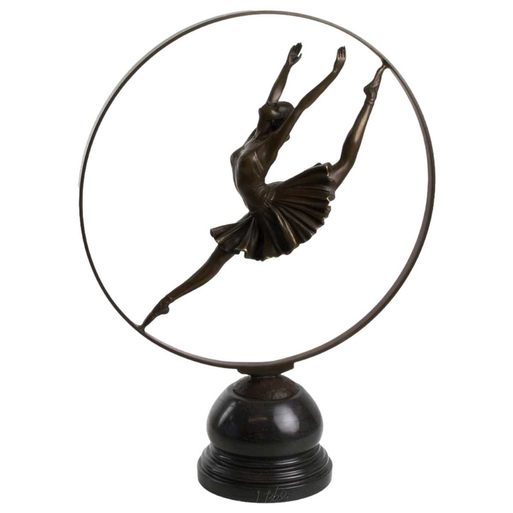 [LA-43288] Bronzeskulptur Bronzefigur Ringtänzerin Im Ring Art-Deco-Stil