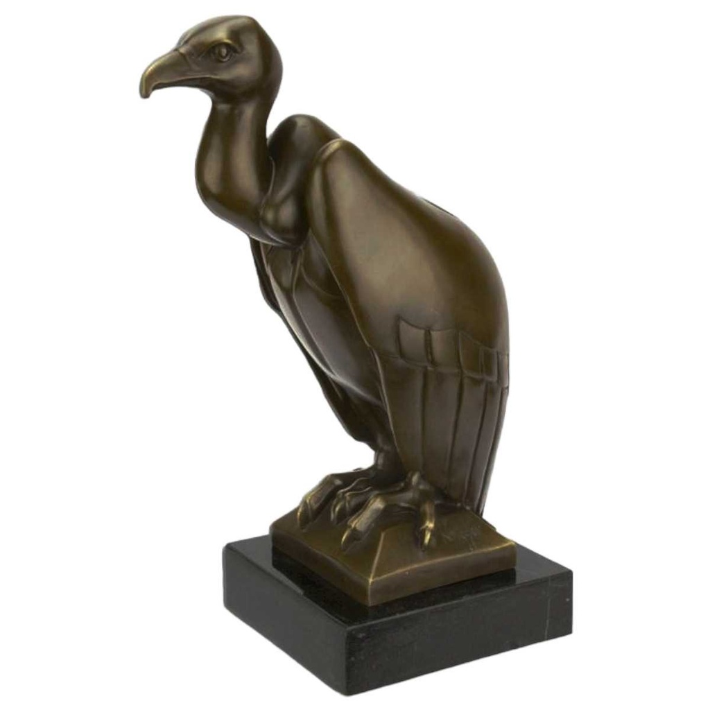 [LA-43294] Bronzeskulptur Bronzefigur Vogel Zoo Geier Greifvogel